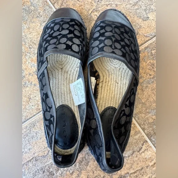 Coach Cleo Signature Canvas Mesh Slip On Espadrilles- Black/Tan, Women’s Size 8 - Picture 5 of 9